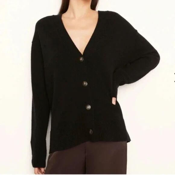 Vince Weekend Cardigan Button Up Wool and Cashmere Navy Sweater Size Large New